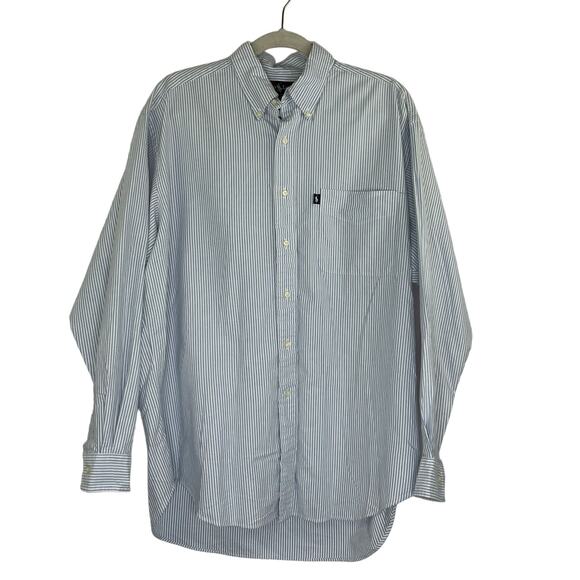 Ralph Lauren Blaire 100% Cotton stripped LS button up men's shirt size Large - Picture 1 of 15